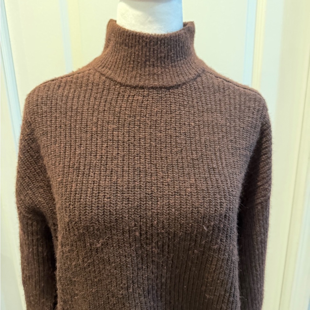 Urban Revivo Brown Turtleneck Sweater Fringe Hem Knit Long Sleeve Women US 4